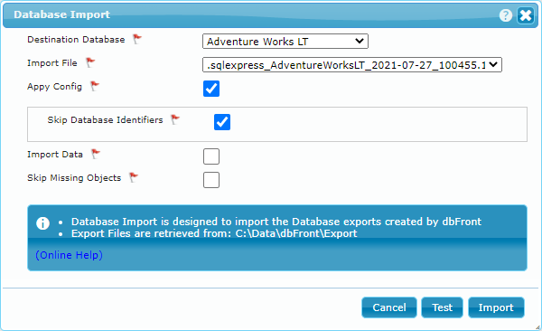 dbFront - Export Options